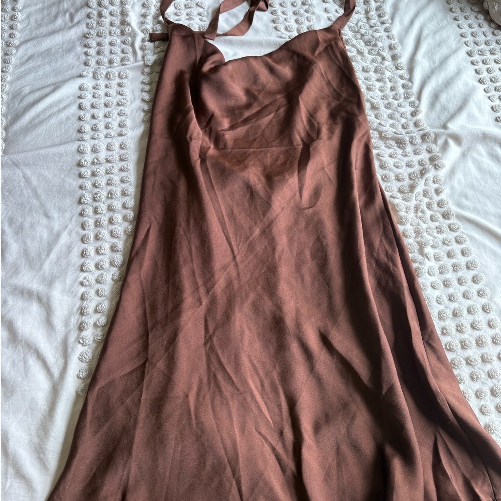 SHEIN Strapless Brown Dress